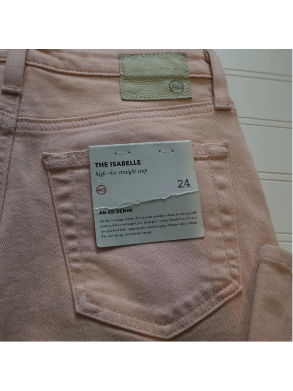 AG Jeans Isabelle High Waisted Cropped Jeans Pink Size 24 - Picture 10 of 12